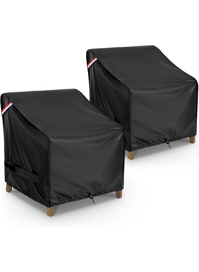 Waterproof patio furniture cover for outdoor garden chairs, fits chairs 81cm wide x 94cm deep x 91cm high, 2 pieces, black, waterproof Oxford fabric - Image 1